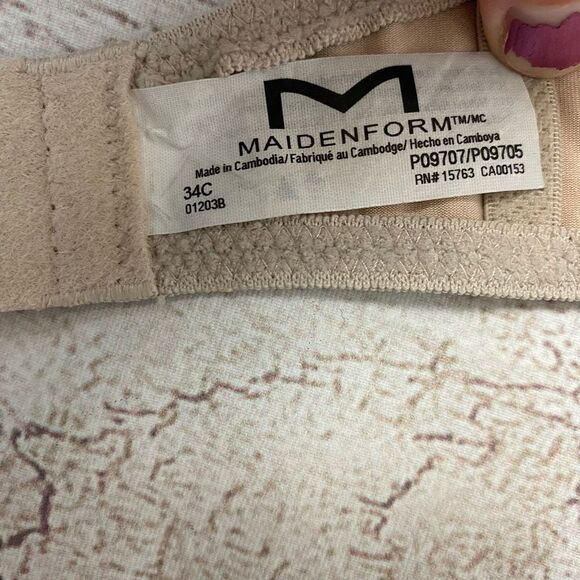 Maidenform women 34C beige push up underwire bra w/lace & adjustable straps - Picture 6 of 7